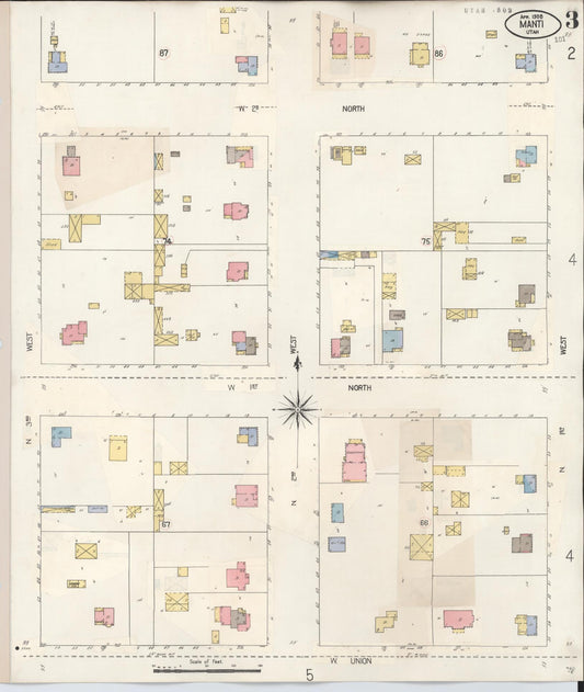 Sanborn Fire Insurance Map from Manti, Sanpete County, Utah (1931), Sheet #0003 - Historic Sanborn Fire Insurance Map Print, vintage old map wall art, antique decor, genealogy gift, Utah Utah map