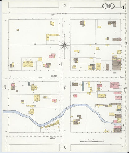Sanborn Fire Insurance Map from Nephi, Juab County, Utah (1908), Sheet #0004 - Complete Map Set gallery image, historic Sanborn map, vintage wall art, Utah Utah