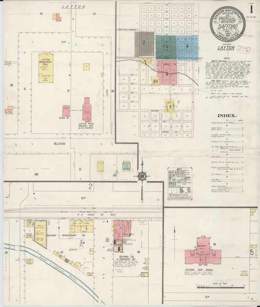 Sanborn Fire Insurance Map from Safford, Graham County, Arizona (1915), Sheet #0001 - Complete Map Set gallery image, historic Sanborn map, vintage wall art, Arizona Arizona