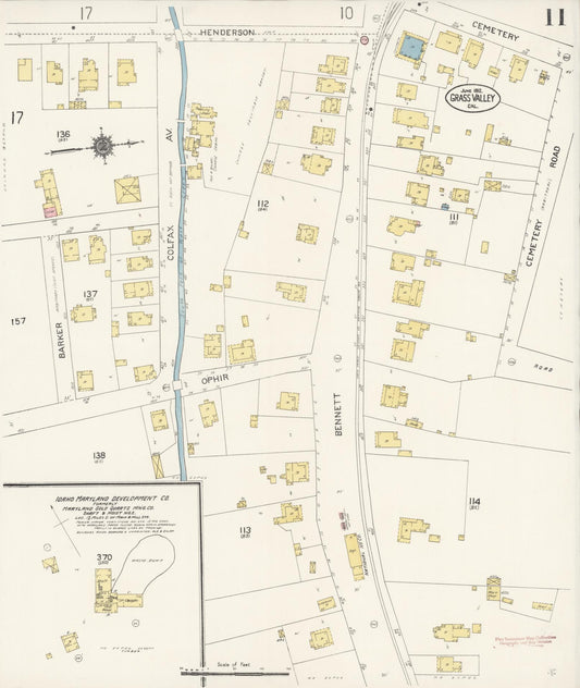 Sanborn Fire Insurance Map from Grass Valley, Nevada County, California (1912), Sheet #0011 - Historic Sanborn Fire Insurance Map Print, vintage old map wall art, antique decor, genealogy gift, California California map