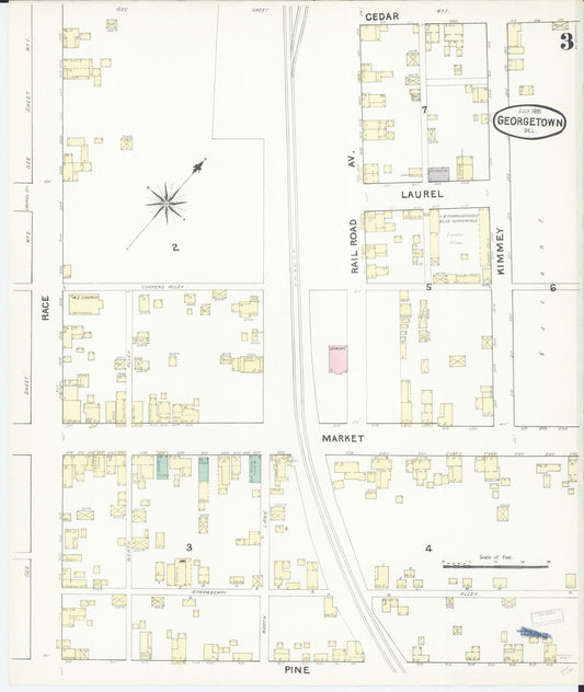 Sanborn Fire Insurance Map from Georgetown, Sussex County, Delaware (1891), Sheet #0003 - Historic Sanborn Fire Insurance Map Print, vintage old map wall art, antique decor, genealogy gift, Delaware Delaware map