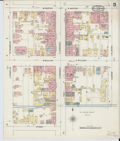Sanborn Fire Insurance Map from Delaware, Delaware County, Ohio (1895), Sheet #0003 - Complete Map Set gallery image, historic Sanborn map, vintage wall art, Sanborn Fire Insurance Map from Delaware Delaware
