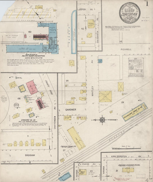 Sanborn Fire Insurance Map from Corcoran, Kings County, California. (1912) – Historic Sanborn Fire Insurance Map Print