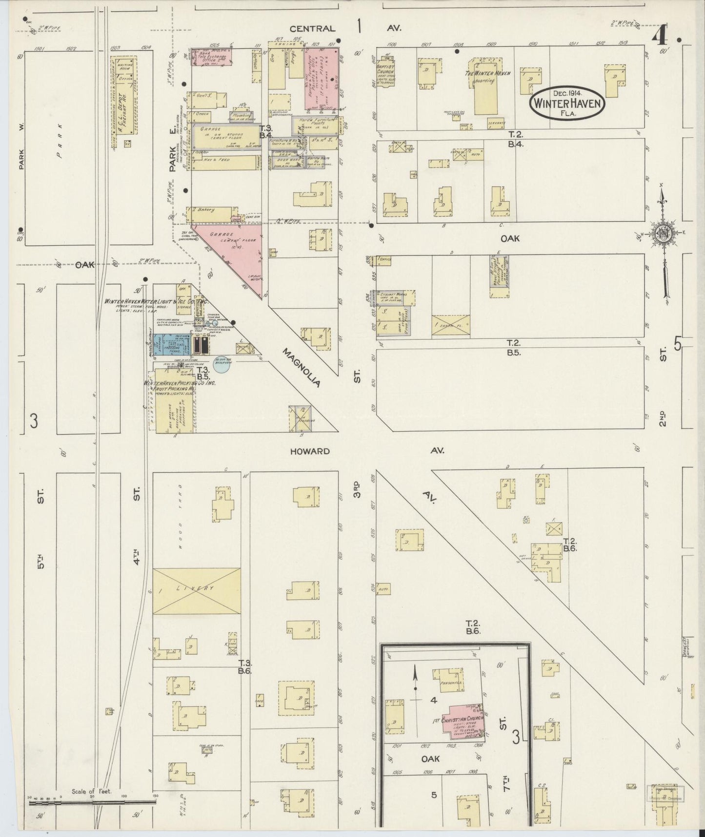 Sanborn Fire Insurance Map from Winter Haven, Polk County, Florida (1914), Sheet #0004 - Complete Map Set gallery image, historic Sanborn map, vintage wall art, Florida Florida
