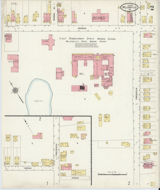 Sanborn Fire Insurance Map from Millersville, Lancaster County, Pennsylvania (1912), Sheet #0002 - Historic Sanborn Fire Insurance Map Print, vintage old map wall art, antique decor, genealogy gift, Pennsylvania Pennsylvania map