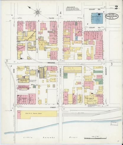 Sanborn Fire Insurance Map from Parkersburg, Wood County, West Virginia (1909), Sheet #0002 - Complete Map Set gallery image, historic Sanborn map, vintage wall art, West Virginia West Virginia