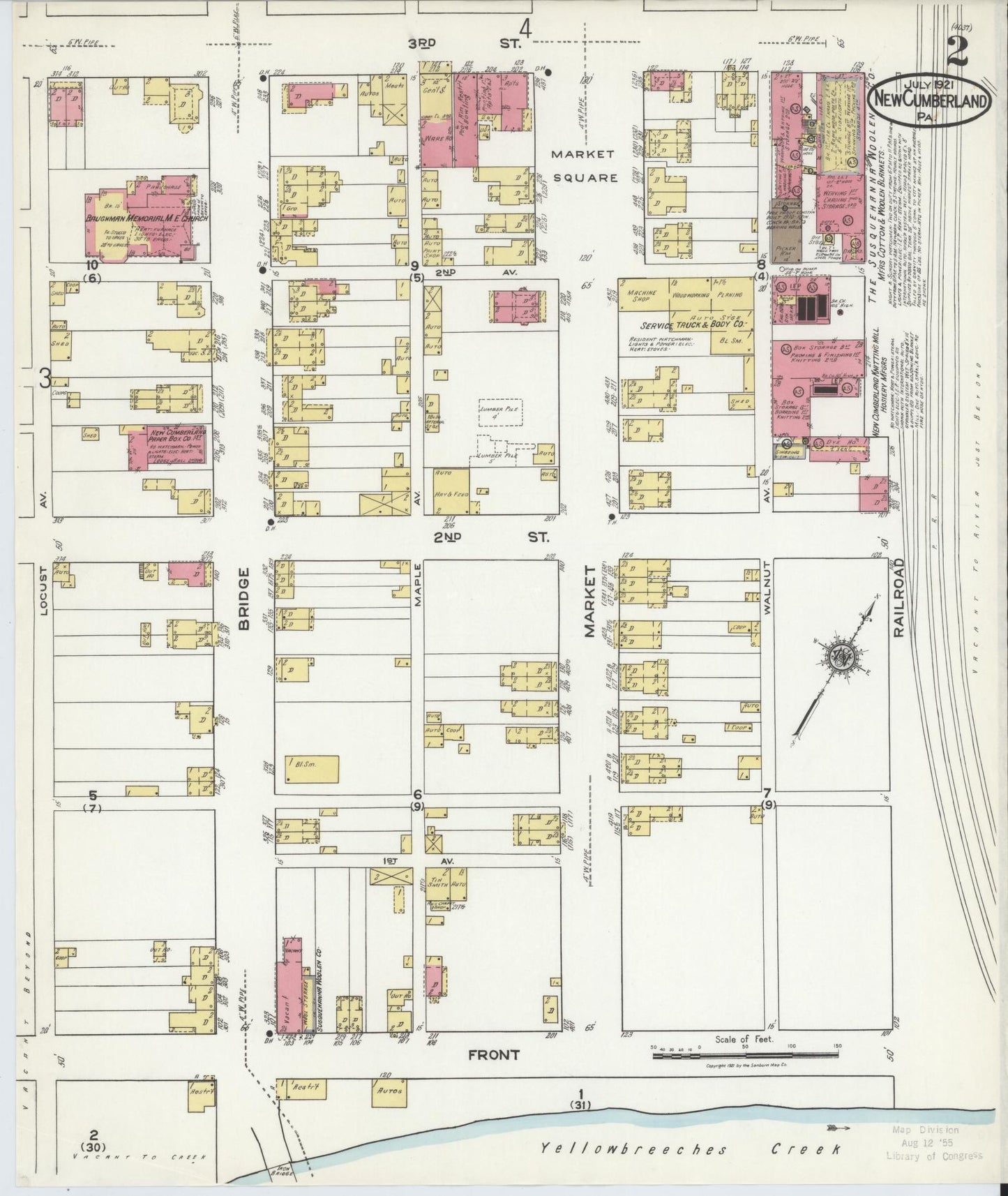 Sanborn Fire Insurance Map from New Cumberland, Cumberland County, Pennsylvania (1921), Sheet #0002 - Complete Map Set gallery image, historic Sanborn map, vintage wall art, Pennsylvania Pennsylvania