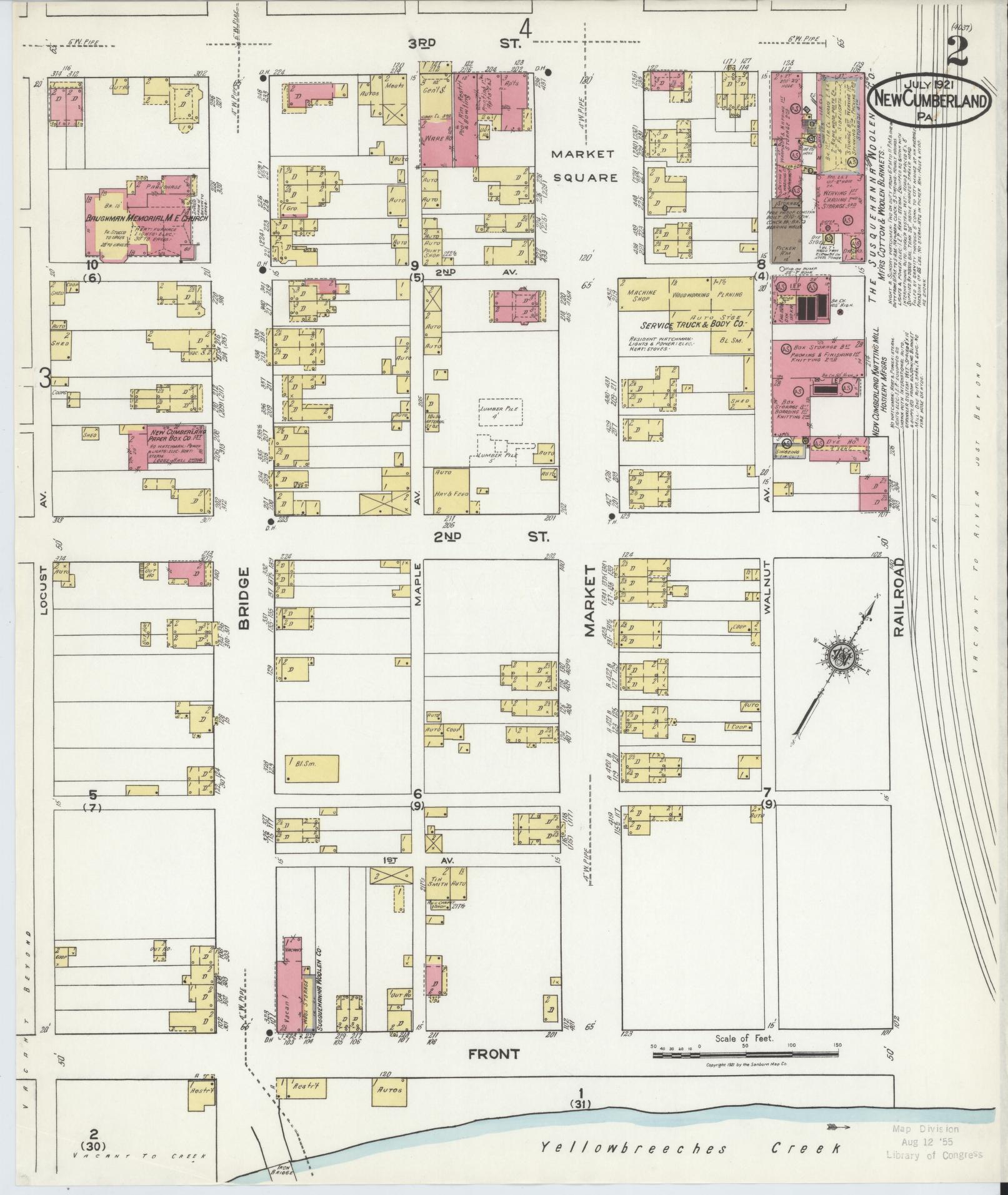 Sanborn Fire Insurance Map from New Cumberland, Cumberland County, Pennsylvania (1921), Sheet #0002 - Complete Map Set gallery image, historic Sanborn map, vintage wall art, Pennsylvania Pennsylvania