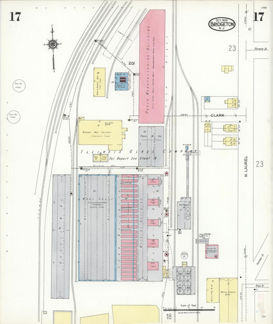Sanborn Fire Insurance Map from Bridgeton, Cumberland County, New Jersey (1923), Sheet #0017 - Historic Sanborn Fire Insurance Map Print, vintage old map wall art, antique decor, genealogy gift, New Jersey New Jersey map