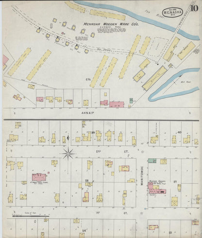 Sanborn Fire Insurance Map from Menasha, Winnebago County, Wisconsin (1895), Sheet #0010 - Complete Map Set gallery image, historic Sanborn map, vintage wall art, Wisconsin Wisconsin