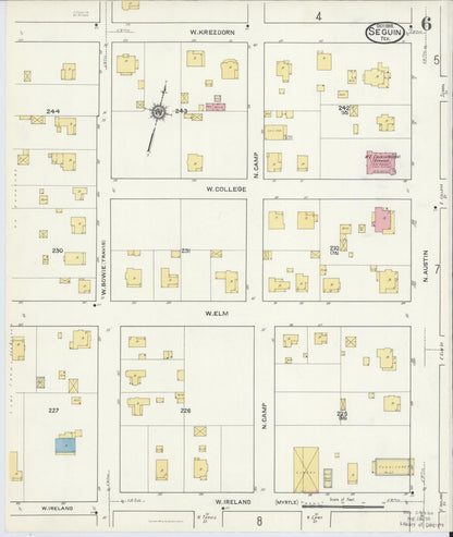 Sanborn Fire Insurance Map from Seguin, Guadalupe County, Texas (1916), Sheet #0006 - Complete Map Set gallery image, historic Sanborn map, vintage wall art, Texas Texas