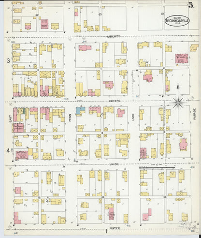 Sanborn Fire Insurance Map from McConnelsville, Morgan County, Ohio (1901), Sheet #0005 - Historic Sanborn Fire Insurance Map Print, vintage old map wall art, antique decor, genealogy gift, Ohio Ohio map