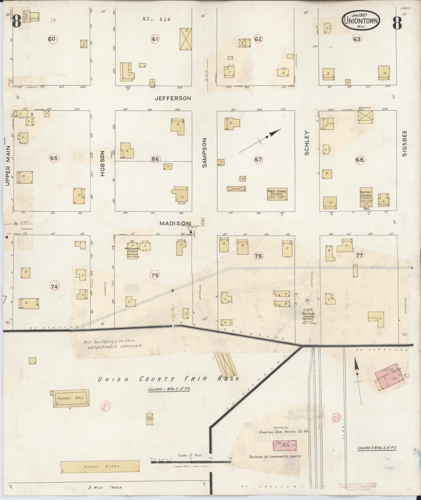 Sanborn Fire Insurance Map from Uniontown, Union County, Kentucky (1939), Sheet #0008 - Complete Map Set gallery image, historic Sanborn map, vintage wall art, Kentucky Kentucky