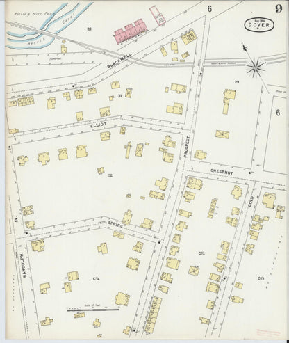 Sanborn Fire Insurance Map from Dover, Morris County, New Jersey (1896), Sheet #0009 - Complete Map Set gallery image, historic Sanborn map, vintage wall art, New Jersey New Jersey