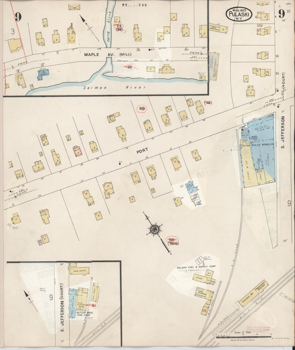 Sanborn Fire Insurance Map from Pulaski, Oswego County, New York (1959), Sheet #0009 - Complete Map Set gallery image, historic Sanborn map, vintage wall art, New York New York