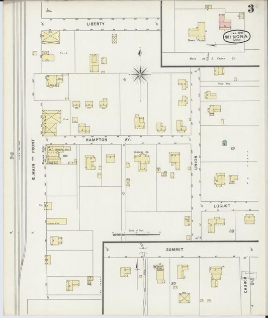 Sanborn Fire Insurance Map from Winona, Montgomery County, Mississippi (1895), Sheet #0003 - Historic Sanborn Fire Insurance Map Print, vintage old map wall art, antique decor, genealogy gift, Mississippi Mississippi map