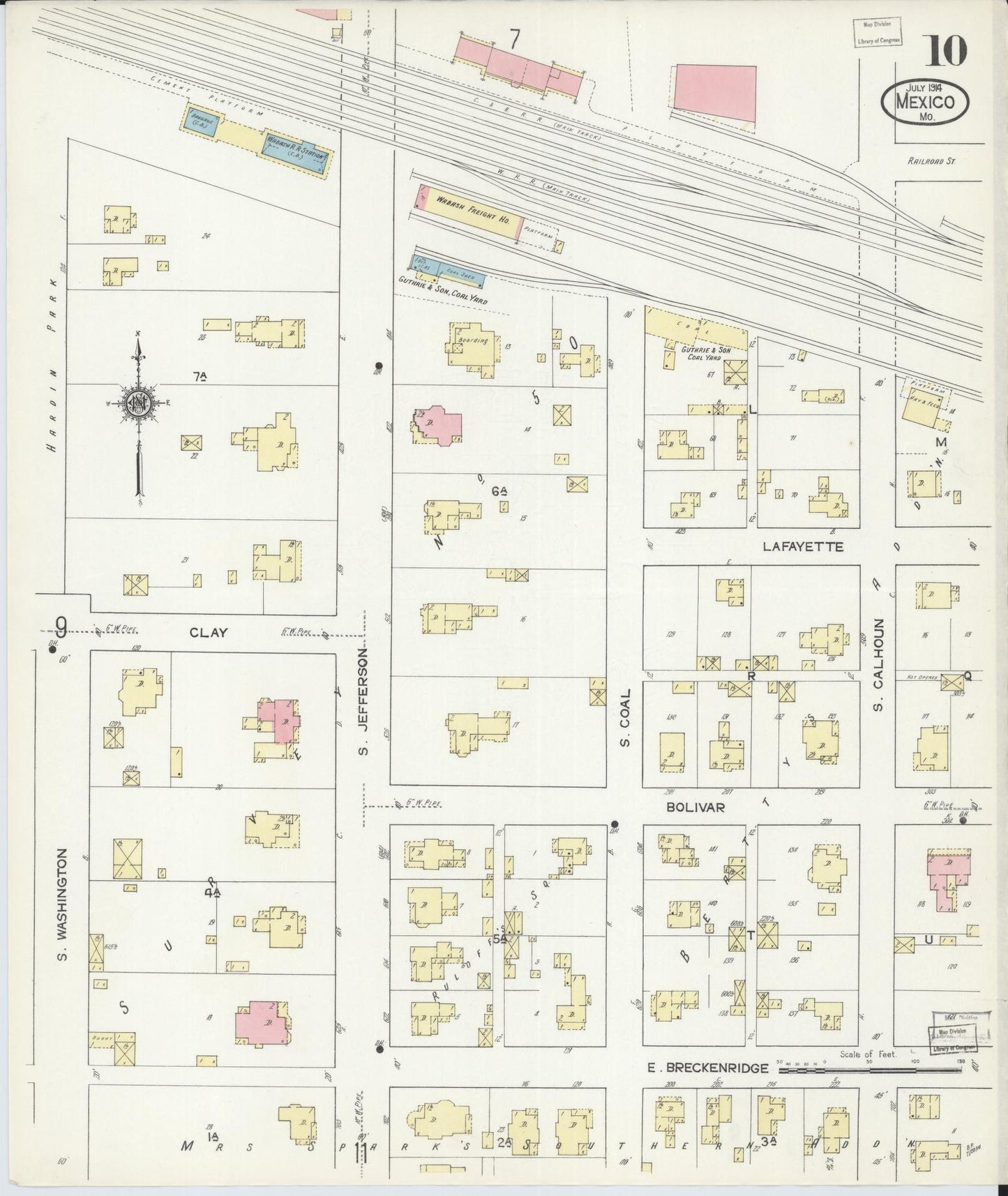 Sanborn Fire Insurance Map from Mexico, Audrain County, Missouri (1914), Sheet #0010 - Complete Map Set gallery image, historic Sanborn map, vintage wall art, Missouri Missouri