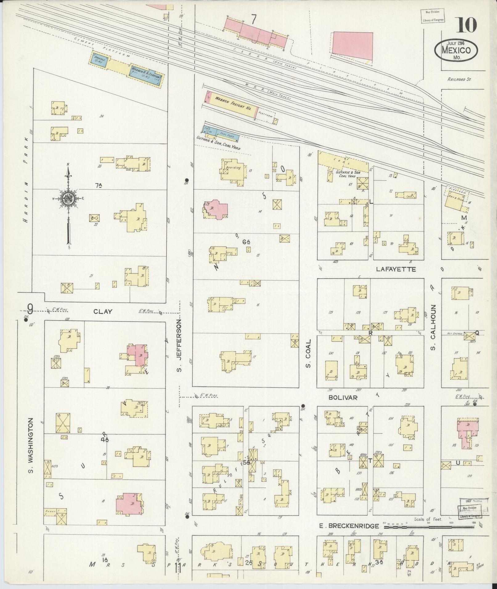 Sanborn Fire Insurance Map from Mexico, Audrain County, Missouri (1914), Sheet #0010 - Complete Map Set gallery image, historic Sanborn map, vintage wall art, Missouri Missouri