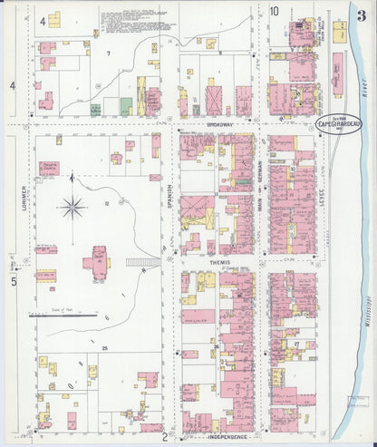 Sanborn Fire Insurance Map from Cape Girardeau, Cape Girardeau County, Missouri (1900), Sheet #0003 - Complete Map Set gallery image, historic Sanborn map, vintage wall art, Missouri Missouri