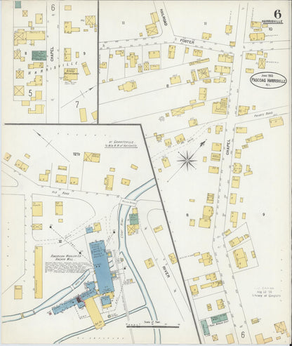 Sanborn Fire Insurance Map from Pascoag, Providence County, Rhode Island (1903), Sheet #0006 - Complete Map Set gallery image, historic Sanborn map, vintage wall art, Rhode Island Rhode Island