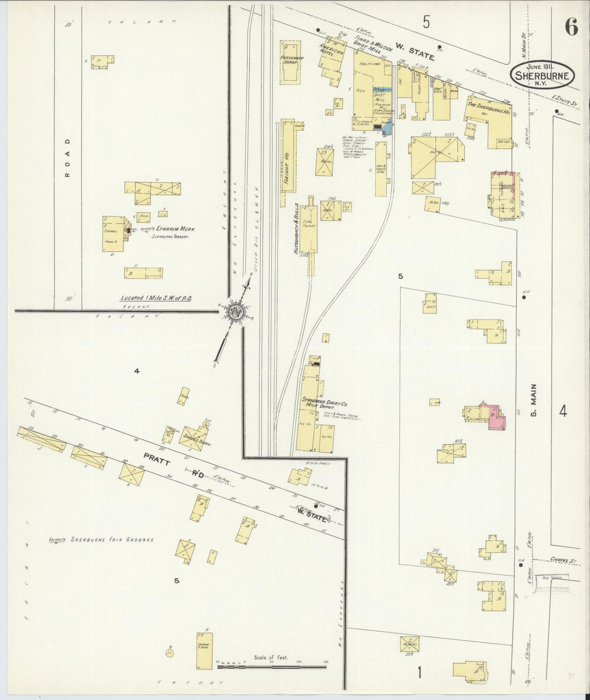 Sanborn Fire Insurance Map from Sherburne, Chenango County, New York (1911), Sheet #0006 - Complete Map Set gallery image, historic Sanborn map, vintage wall art, New York New York