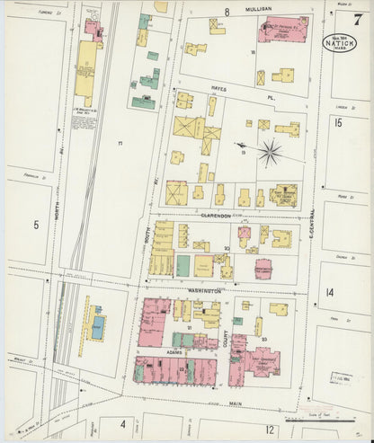 Sanborn Fire Insurance Map from Natick, Middlesex County, Massachusetts (1904), Sheet #0007 - Historic Sanborn Fire Insurance Map Print, vintage old map wall art, antique decor, genealogy gift, Massachusetts Massachusetts map