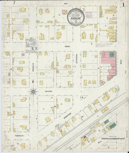 Sanborn Fire Insurance Map from Roanoke, Woodford County, Illinois (1907), Sheet #0001 - Historic Sanborn Fire Insurance Map Print, vintage old map wall art, antique decor, genealogy gift, Illinois Illinois map