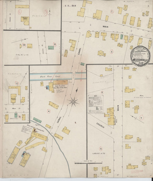 Sanborn Fire Insurance Map from Westernville, Oneida County, New York (1899), Sheet #0001 - Historic Sanborn Fire Insurance Map Print, vintage old map wall art, antique decor, genealogy gift, New York New York map
