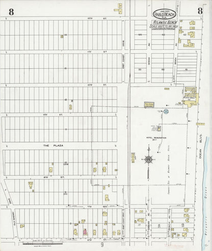 Sanborn Fire Insurance Map from Pablo Beach, Duval County, Florida (1924), Sheet #0008 - Complete Map Set gallery image, historic Sanborn map, vintage wall art, Florida Florida