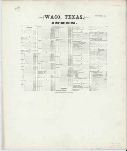 Sanborn Fire Insurance Map from Waco, McLennan County, Texas (1893), Sheet #0001 - Historic Sanborn Fire Insurance Map Print, vintage old map wall art, antique decor, genealogy gift, Texas Texas map