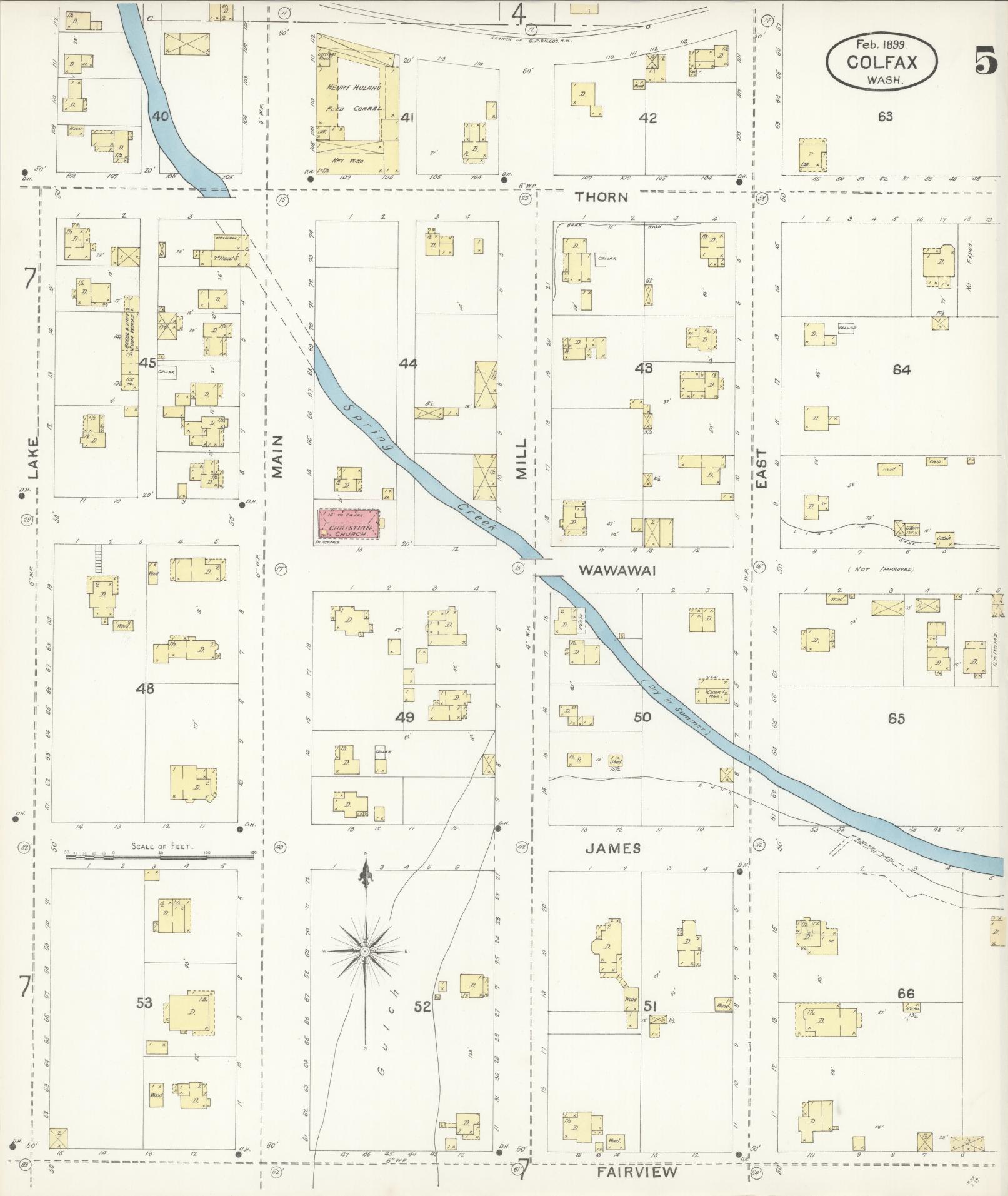 Sanborn Fire Insurance Map from Colfax, Whitman County, Washington (1899), Sheet #0005 - Complete Map Set gallery image, historic Sanborn map, vintage wall art, Washington Washington