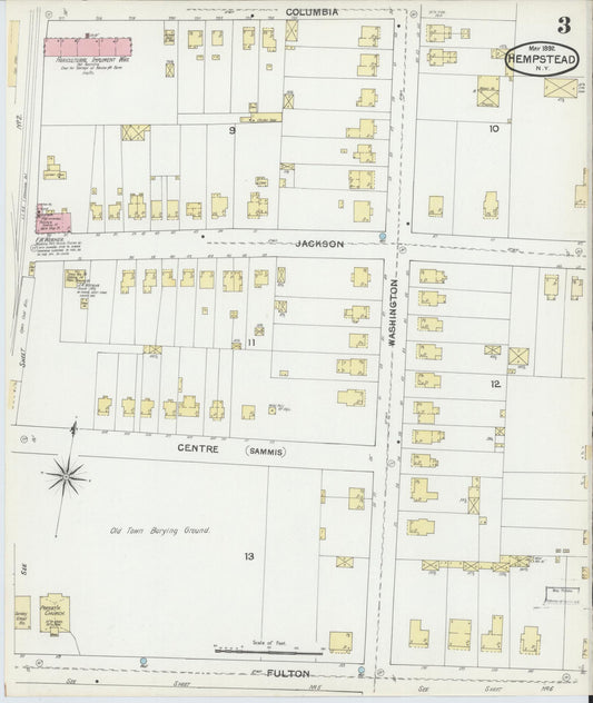 Sanborn Fire Insurance Map from Hempstead, Nassau County, New York (1892), Sheet #0003 - Historic Sanborn Fire Insurance Map Print, vintage old map wall art, antique decor, genealogy gift, New York New York map