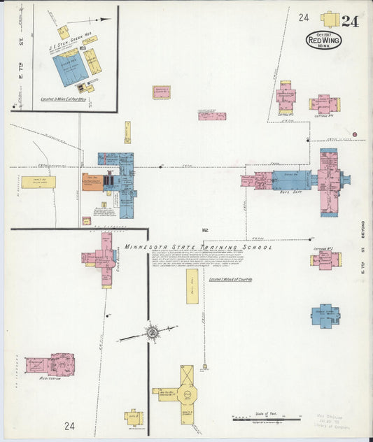 Sanborn Fire Insurance Map from Red Wing, Goodhue County, Minnesota (1917), Sheet #0024 - Historic Sanborn Fire Insurance Map Print, vintage old map wall art, antique decor, genealogy gift, Minnesota Minnesota map