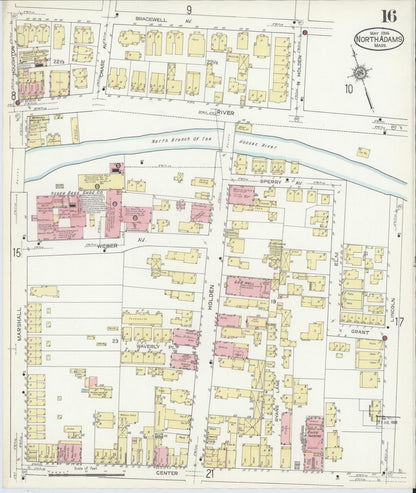 Sanborn Fire Insurance Map from North Adams, Berkshire County, Massachusetts (1914), Sheet #0016 - Complete Map Set gallery image, historic Sanborn map, vintage wall art, Massachusetts Massachusetts