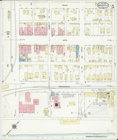 Sanborn Fire Insurance Map from Mound City, Pulaski County, Illinois (1914), Sheet #0005 - Historic Sanborn Fire Insurance Map Print, vintage old map wall art, antique decor, genealogy gift, Illinois Illinois map