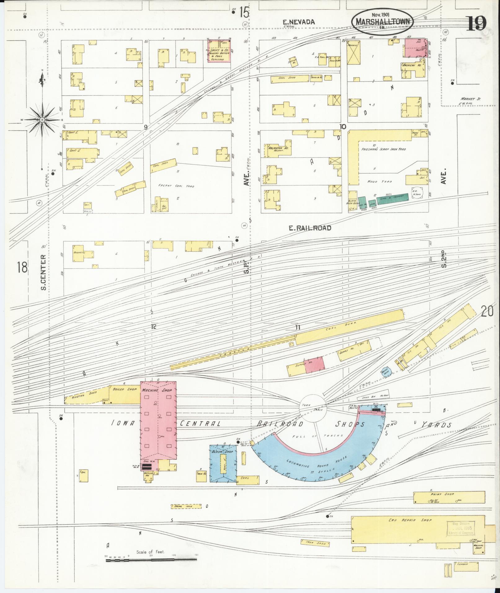 Sanborn Fire Insurance Map from Marshalltown, Marshall County, Iowa (1901), Sheet #0019 - Historic Sanborn Fire Insurance Map Print