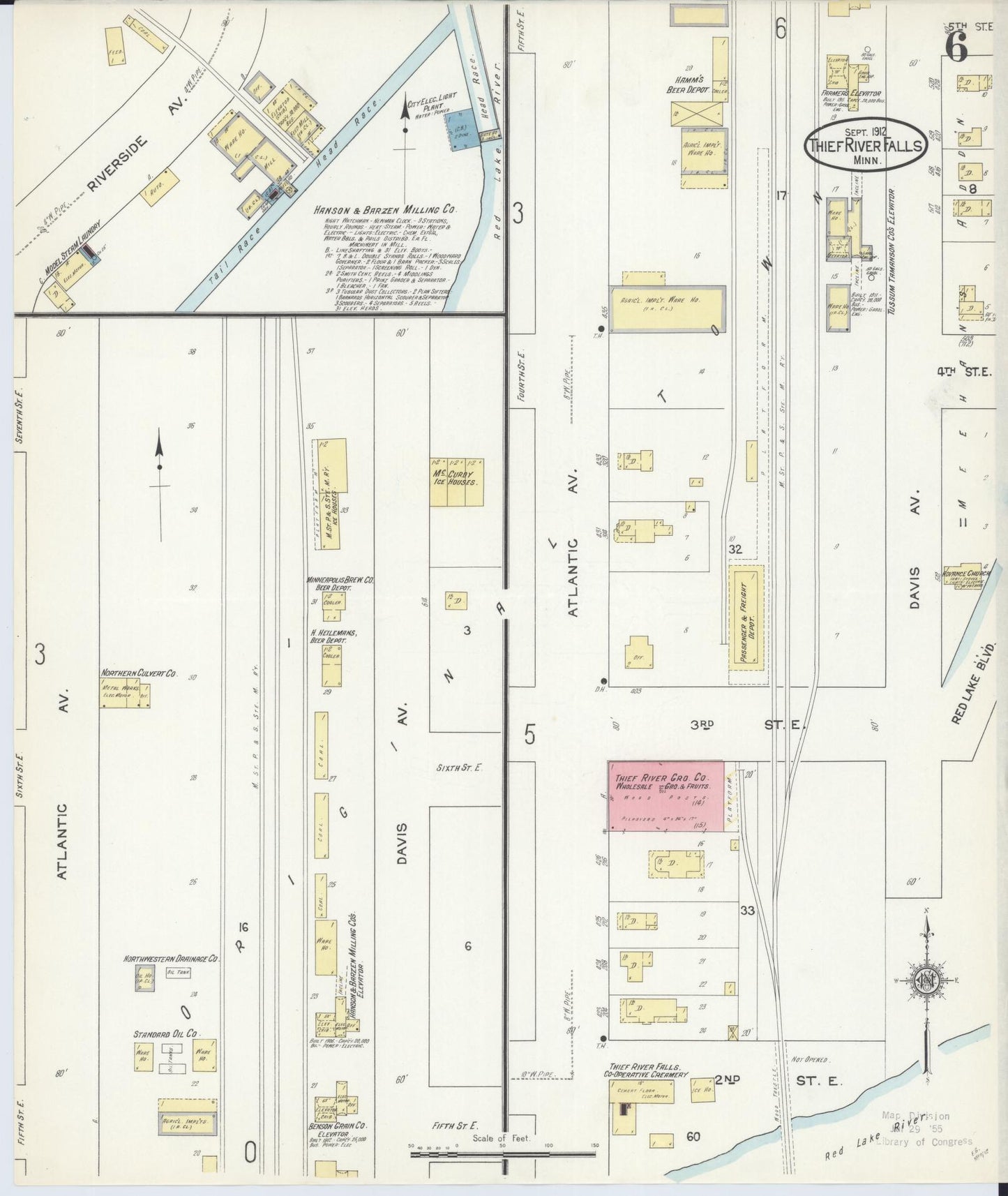 Sanborn Fire Insurance Map from Thief River Falls, Pennington County, Minnesota (1912), Sheet #0006 - Complete Map Set gallery image, historic Sanborn map, vintage wall art, Minnesota Minnesota