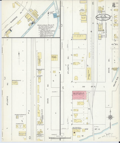 Sanborn Fire Insurance Map from Thief River Falls, Pennington County, Minnesota (1912), Sheet #0006 - Complete Map Set gallery image, historic Sanborn map, vintage wall art, Minnesota Minnesota