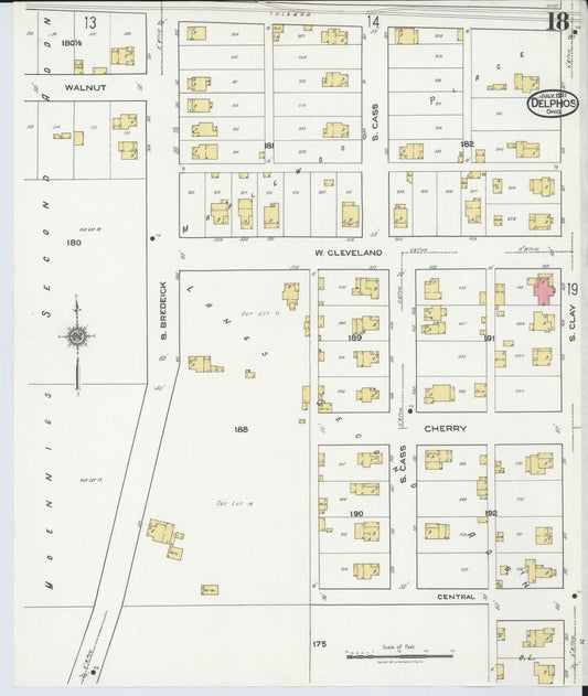 Sanborn Fire Insurance Map from Delphos, Van Wert And Allen Counties, Ohio (1921), Sheet #0018 - Historic Sanborn Fire Insurance Map Print, vintage old map wall art, antique decor, genealogy gift, Ohio Ohio map