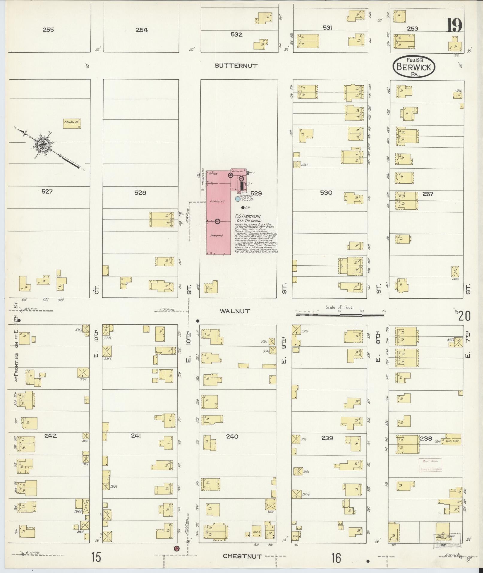 Sanborn Fire Insurance Map from Berwick, Columbia County, Pennsylvania (1913), Sheet #0019 - Historic Sanborn Fire Insurance Map Print, vintage old map wall art, antique decor, genealogy gift, Pennsylvania Pennsylvania map