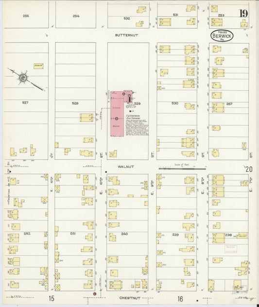 Sanborn Fire Insurance Map from Berwick, Columbia County, Pennsylvania (1913), Sheet #0019 - Historic Sanborn Fire Insurance Map Print, vintage old map wall art, antique decor, genealogy gift, Pennsylvania Pennsylvania map