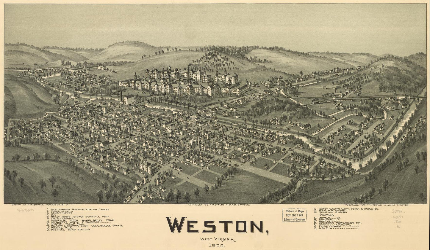Weston, West Virginia 1900. (1900) – Historic Bird’s-Eye View Panorama Print