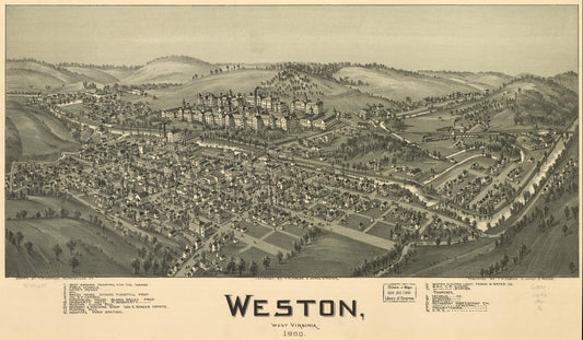 Weston, West Virginia 1900. (1900) – Historic Bird’s-Eye View Panorama Print