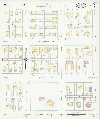 Sanborn Fire Insurance Map from Ponca City, Kay County, Oklahoma (1925), Sheet #0007 - Complete Map Set gallery image, historic Sanborn map, vintage wall art, Oklahoma Oklahoma