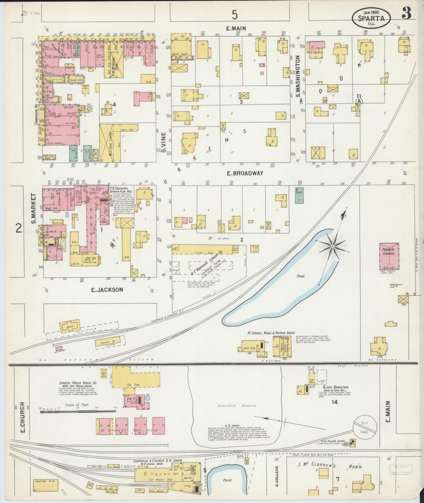 Sanborn Fire Insurance Map from Sparta, Randolph County, Illinois (1900), Sheet #0003 - Complete Map Set gallery image, historic Sanborn map, vintage wall art, Illinois Illinois