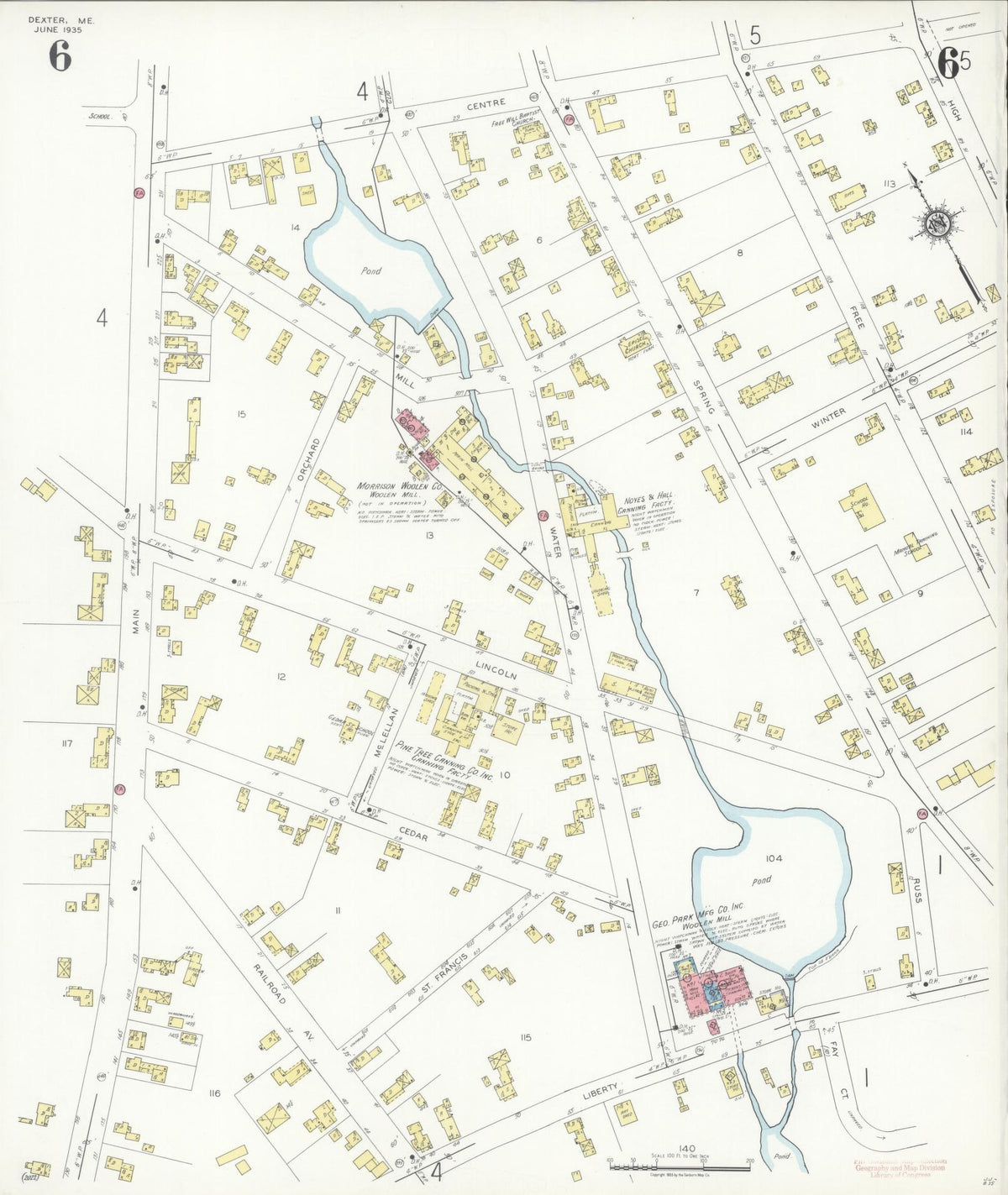 Sanborn Fire Insurance Map from Dexter, Penobscot County, Maine (1935), Sheet #0006 - Complete Map Set gallery image, historic Sanborn map, vintage wall art, Maine Maine