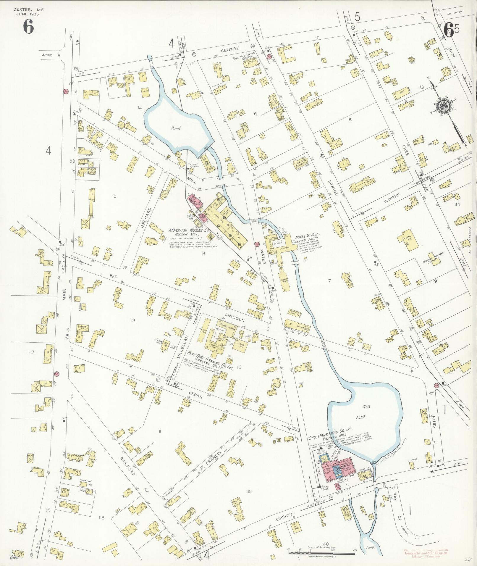 Sanborn Fire Insurance Map from Dexter, Penobscot County, Maine (1935), Sheet #0006 - Complete Map Set gallery image, historic Sanborn map, vintage wall art, Maine Maine