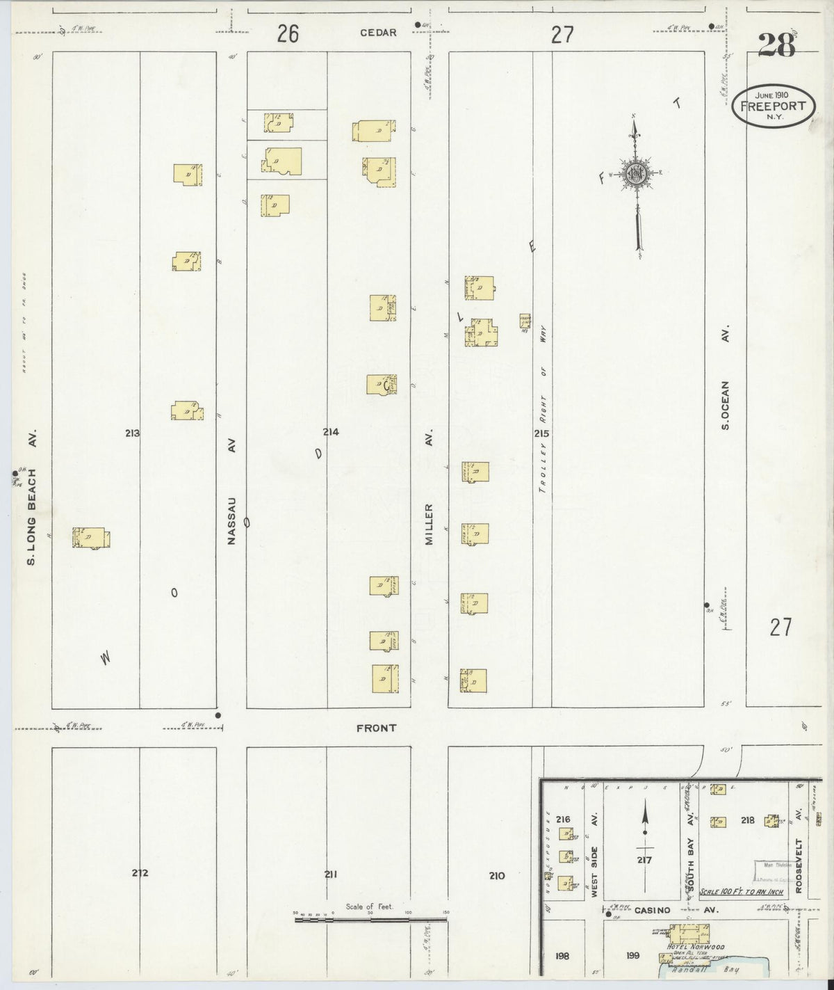 Sanborn Fire Insurance Map from Freeport, Nassau County, New York (1910), Sheet #0028 - Complete Map Set gallery image, historic Sanborn map, vintage wall art, New York New York