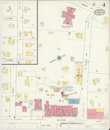 Sanborn Fire Insurance Map from Elberton, Elbert County, Georgia (1913), Sheet #0004 - Complete Map Set gallery image, historic Sanborn map, vintage wall art, Georgia Georgia