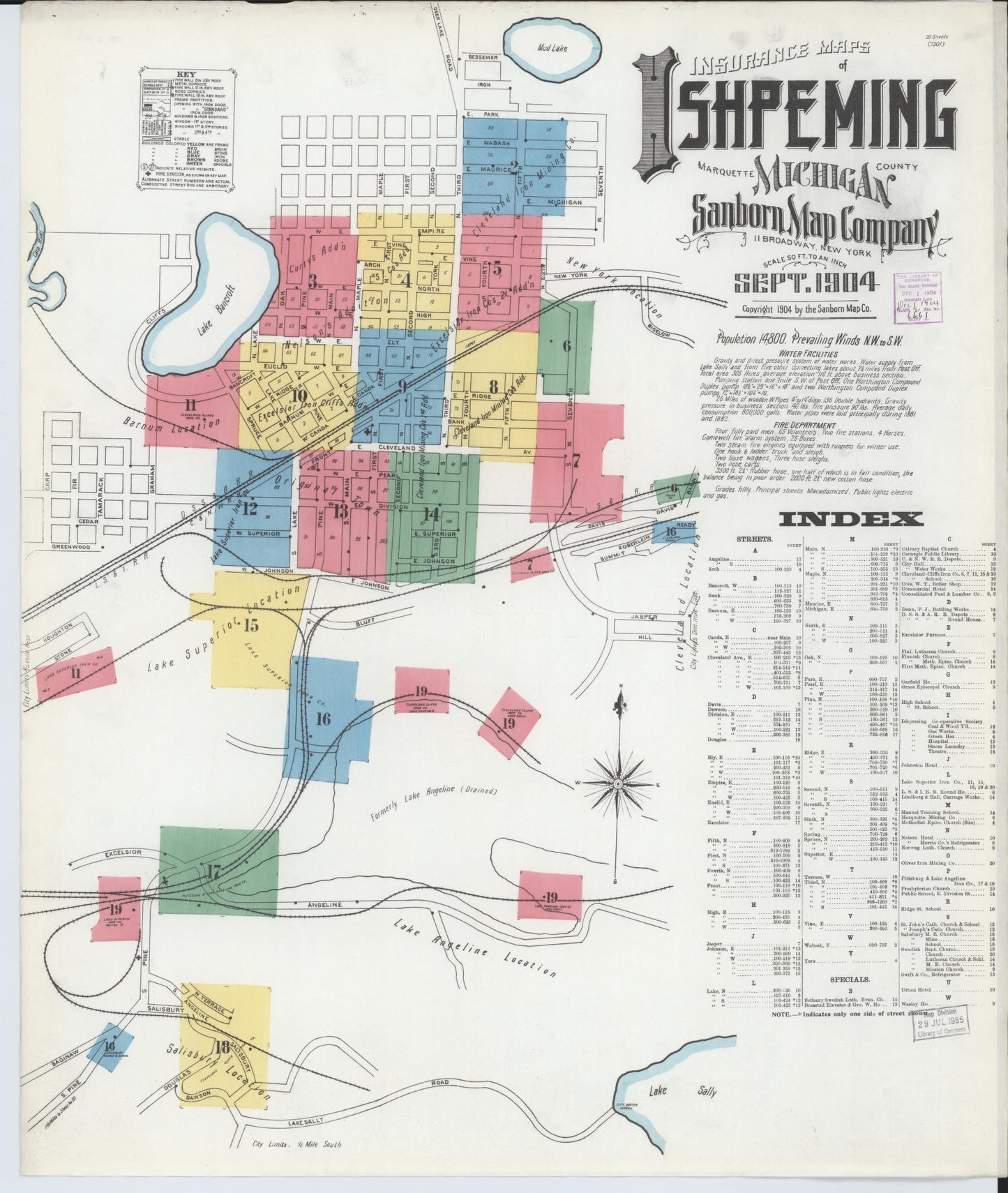 Sanborn Fire Insurance Map from Ishpeming, Marquette County, Michigan (1904), Sheet #0001 - Historic Sanborn Fire Insurance Map Print, vintage old map wall art, antique decor, genealogy gift, Michigan Michigan map